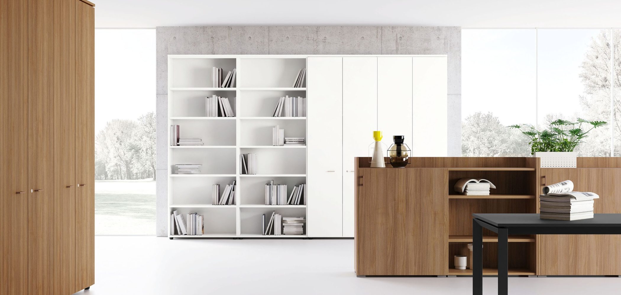 Cambridge Scrivania ufficio design industriale libreria aperta